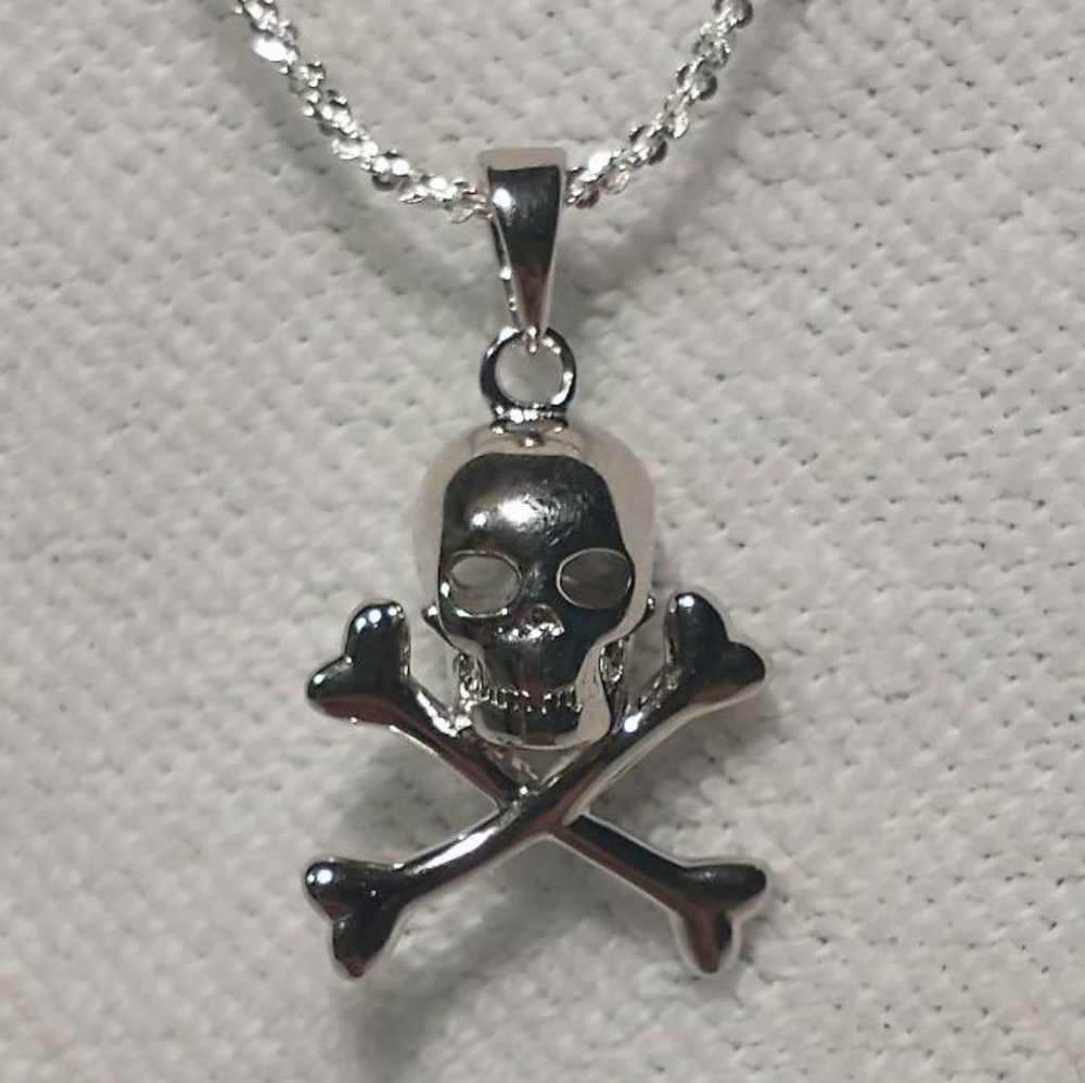 925 silver skull pendant necklace